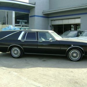 1989 A.G. Solar Oldsmobile hearse.  Photo here is not my actual car, but an exact same coach.  This was at CW Coach.