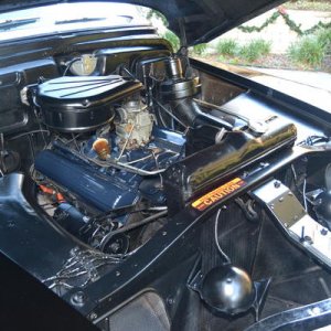1950 Meteor Cadillac ~ Engine Bay redone. I don't like to go 'over-the-top' on resto as it doesn't look 'natural'. Many Car Shows you see the engines 